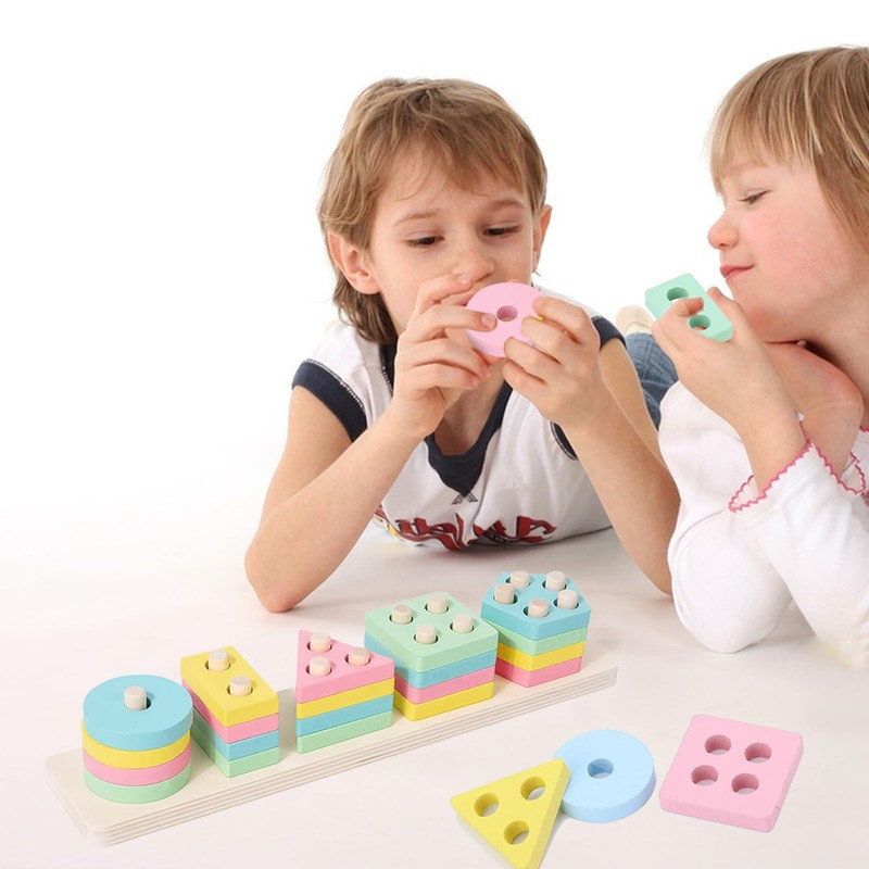 LETTERASHQP Montessori Toy from 1 Year, Wooden Sorting & Stacking