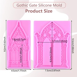 MIYAHOUSE Gothic Castle Gate Silicone Molds Window Fondant Mold Set Of 2