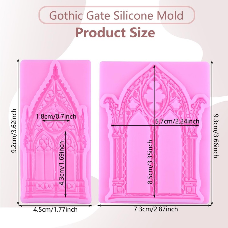 MIYAHOUSE Gothic Castle Gate Silicone Molds Window Fondant Mold Set
