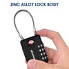 2 Pack TSA Approved Travel Luggage Locks 4-Digit, Metal Cable