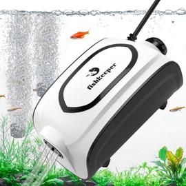 Fishkeeper 5W 90GPH High-Output Aquarium Air Pump, Ultra-Quiet Dual Outlet Adjustable Oxygen Aerator Pump for 1-160 Gallon Fish Tank Bubbler with Air Stones & Check Valves & Y-Splitter