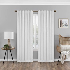 Eclipse Nora Solid Modern 100% Blackout Thermal Rod Pocket Window Curtain for Bedroom or Living Room (1 Panel), 50 in x 95 in, White