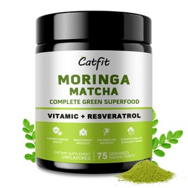 (2 Pack) Moringa Powder – Superfood Blend with Matcha, Green Tea & Resveratrol – Moringa Supplement for Energy, Antioxidant & Immune Support – Vegan, Gluten-Free, Easy-to-Mix Drink (8oz)
