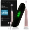 Tristan Auron Schallzahnbürste – UV-Reiseetui & 2 Bürstenköpfe – Sanfte Schallzahnbürste mit 5 Reinigungsmodi – Elektrisch, leicht & ideal für empfindliche Zähne (Pink)