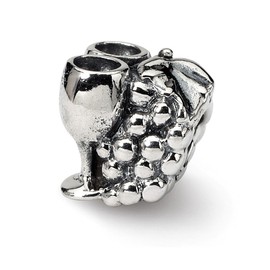 Black Bow Jewelry Polished Grapes and Wine Glasses Sterling Silver Bead Charm