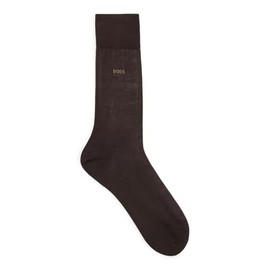 BOSS Men's Regular Length Logo Socks Mercerized Egyptian Cotton, dark brown