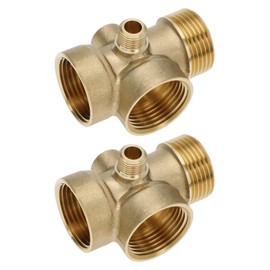 Micro Traders 2pcs 5 Way Water Pump Brass T Pressure Tank Connector 1 Inch to 1/4 Connection Water Distributor for Domestic Water Pump Irrigation