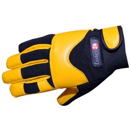 Leder24h Motorcycle Gloves Biker Leather Gloves Yellow/Black 3095 (L)
