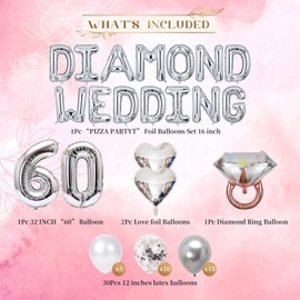 60th wedding anniversary decorations 60th anniversary decorations diamond wedding balloons silver anniversary decorations 60 sixty anniversary decor supplies Happy 60th Anniversary Backdrop