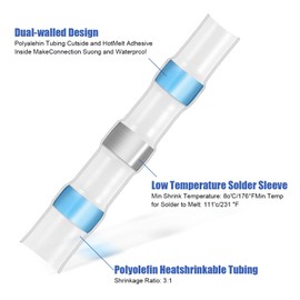 100PCS Waterproof Solder Seal Wire Connectors AWG 12-10, Yellow Heat Shrink Butt Connectors Terminals Solder Sleeve Wire Splice Connector for Marine Boat Wire Joint