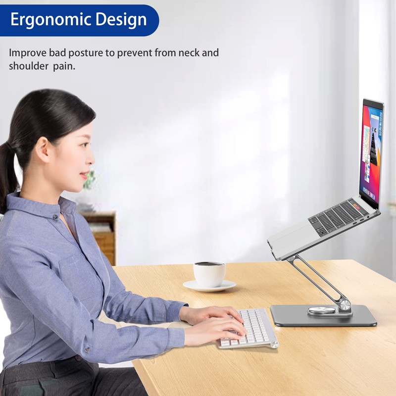 BESIGN LSX7 Laptop Stand with 360° Rotating Base, Ergonomic Adjustable