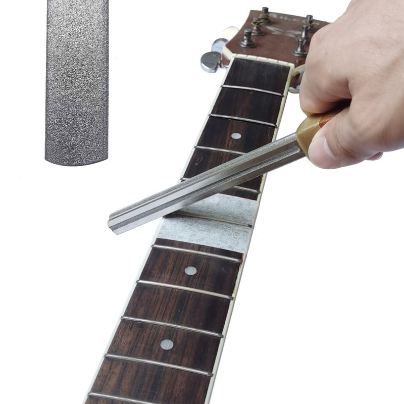 Guitar Fret Crowning File Chrome Plated Solid Wood Handle Fret