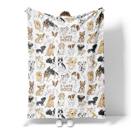 Manta de franela suave para sofá, cama, viajes, sala de estar y decoración del hogar, acogedora manta ligera y cálida esponjosa para adultos, mujeres y niñas (50 x 40 pulgadas, I Love Dogs)