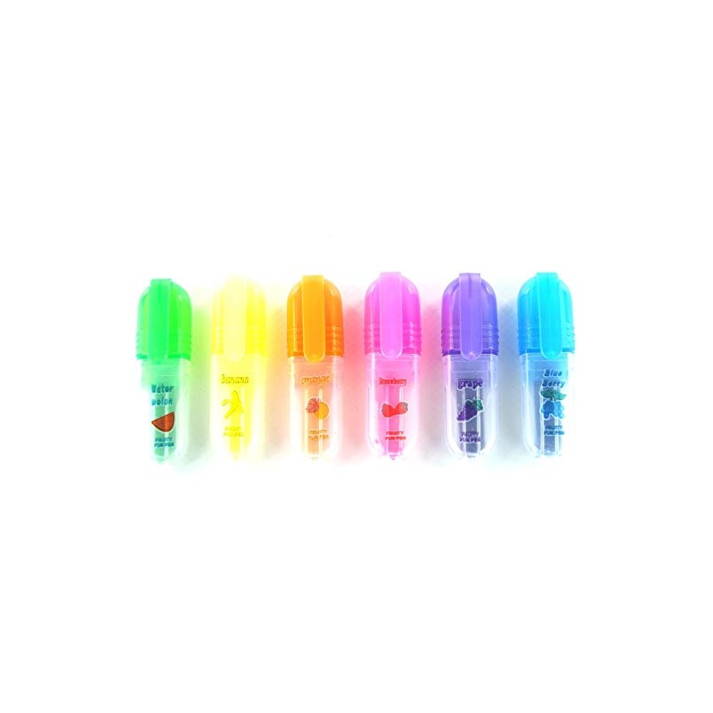 Set of 6 Fruit Scented Mini Highlighter Pens (Pack of