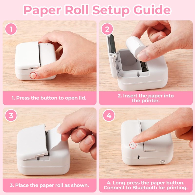 CIANBIFN Mini Printer, Mobile Photo Printer, Wireless Photo Printer, Thermal