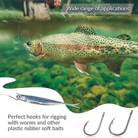 Pack of 100 Fishing Hooks, Carbon Steel Fishing Hooks, Fishing Hooks with Eyelet, Fishing Accessories with Plastic Box (10 Sizes)