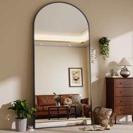 Riskioir 71"x26" Arched Mirror Full Length, Standing Floor Mirror, Wall Mounted Mirror with Aluminum Frame - for Standing, Leaning or Hanging, for Living Room Dressing Room, Black