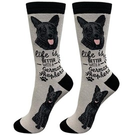 E&S Pets Pet Lover Socks - Dog & Cat Socks - Fun Pet Gifts - Unisex One Size Fits Most (German Shepherd Black)