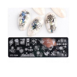 Lace Stripes Rose Flower Fruit Galaxy Plaid Snake Metal Nail Stamping Plate Fs04 Nail Wraps Art Stickers Manicure Supplies for Women for Home Nails Full Long Lasting Easy Apply and Remove