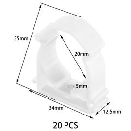 20 PCS White Plastic Water Pipe Clamps,Snap-On Single Tube Clips (20mm Inner Diameter)