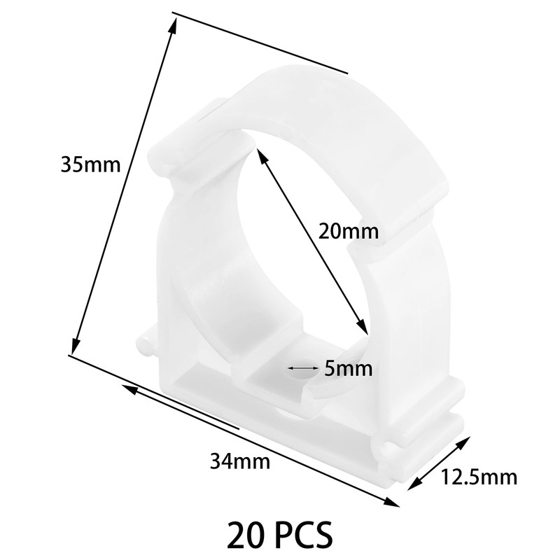 20 PCS White Plastic Water Pipe Clamps,Snap-On Single Tube Clips
