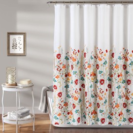 Lush Decor Clarissa Floral Shower Curtain, 72" x 72", Turquoise & Tangerine