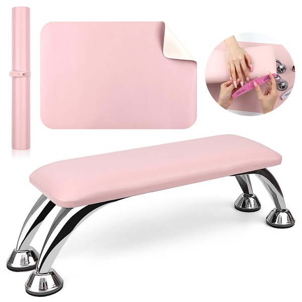 Saviland Arm Rest for Nails Tech Professional: Pink Faux Leather