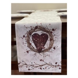 EZ.enjoy Table Runner Country Hearts Rectangle 70 X 13 Inch Table Setting Decor for Garden Farmhouse Wedding Party Holiday Dinner Home Decoration Everyday Cotton Linen
