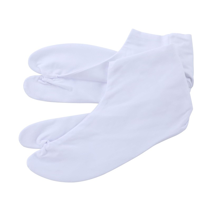 Unisex Broadcloth Split - Toe "Tabi" Socks, White, 4 Clasps,