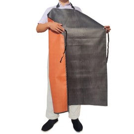 Tiwerlfe Thick Waterproof Rubber Apron, Puncture & Chemical Resistant Adjustable Long Bib for Butcher/Lab/Gardening/Pet Grooming (Black red)