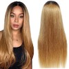 Weeybay Straight 4x4 Lace Front Wigs 1B/27 Black Root Honey