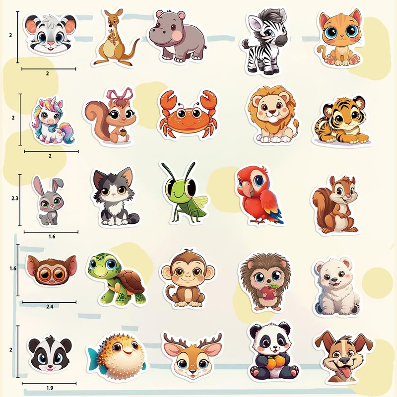 210PCS Holographic Animal Stickers for Adults - Cute Big-Eye Animal