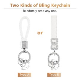 Teenpull White Key Fob Cover for Buick 6 Buttons Car Keys Shell Case Protector Soft TPU Bling Keychain for Buick Enclave Encore LaCrosse Regal Envision Accessories Girly Women