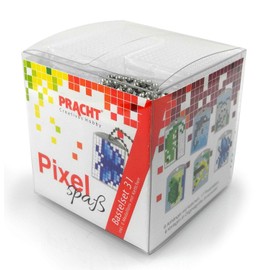 Pracht Creatives Hobby P90006-63501 - Pixel Fun Craft Set for 6 Lockets, Key Ring for Children, Boys and Girls - Ideal as a Small Gift or Party Bag Item for Children's Birthday Parties, Craft set 31