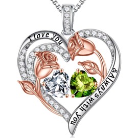 Iefil Anniversary Wedding Gifts - Wedding Gifts for Women, April August Birthstone Necklace, Topaz Peridot Jewelry, Birthstone Necklace for Women