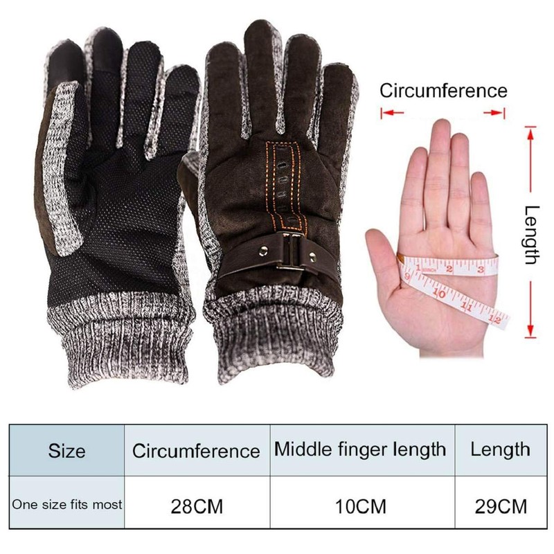 heekpek Men's Winter Leather Gloves Thick Warm Fleece Windproof Gloves