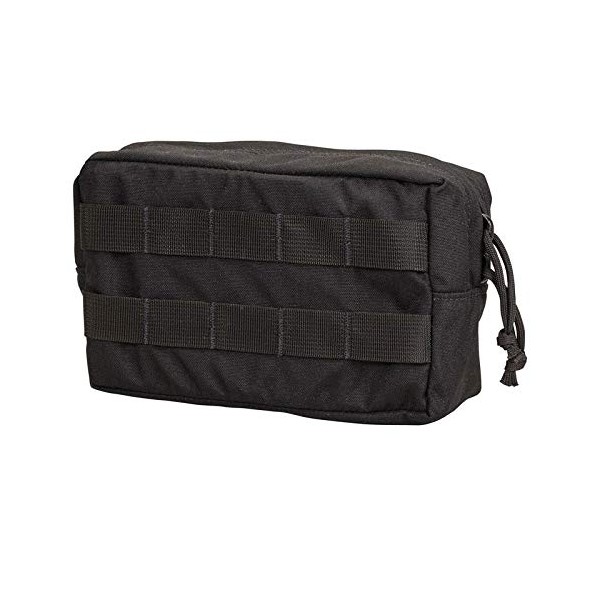 Chase Tactical General Purpose Small Utility Pouch – Horizontal, Lightweight, Fully Adjustable – Attaches with Upright MOLLE – for Military, Law Enforcement, Medical, Combat Training, Black, Large