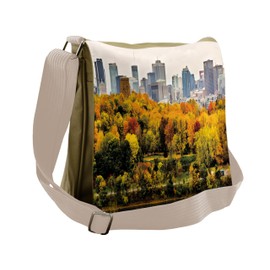 Ambesonne Fall Messenger Bag, Montreal in Autumn Season, Unisex Cross-body
