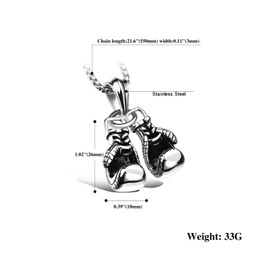 OutstandLong Men Sport Punk Boxing Gloves Chain Necklace Stainless Steel Pendant for Anniversary Birthday Jewelry