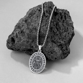 Viking Necklace Men's 925 Sterling Silver Thor's Hammer / Tree of Life / Compass / Odin / Wolf / Celtic Knot Pendant Necklace Amulet Nordic Mythology Viking Jewellery for Men Women, Sterling Silver,