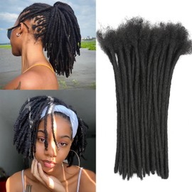 0.4 cm Loc Extensions Human Hair Dreadlock Extension 6 Inch 60 Str 100% FUll Handmade Human Hair locs Extension for Man/Woman/Kids Human Hair Locs Can be Curly and Dyed