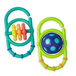 Sassy Linky Links - Juego de sonajeros, para usar separados o enlazar juntos, paquete de 2, para mayores de 3 meses