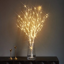 LITBLOOM Lighted White Twig Branches 32IN 100 LED with Timer Battery Operated, Artificial Ree Branch with Warm White Lights for Holiday Xmas Party Decoration Indoor Outdoor Decor