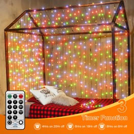 THKFUL 50M 500LED Christmas Outdoor String Lights Plug in,Remote Christmas Tree Lights with Timer and 8Modes,Waterproof Fairy String Lights Dark Green Wire for Xmas House Yard Decorations(RGB)