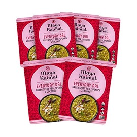 Maya Kaimal Organic Indian Green Split Pea Everyday Dal, Fully Cooked with Spinach and Coconut. Vegan, Microwavable, Ready to Eat 6 Count , 10 oz (Pack of 6)