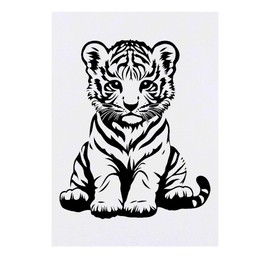 'Tiger Cub Sitting' Temporary Tattoo - Water Resistant, Skin-Safe, Non-Toxic Transfer (TO00081505)