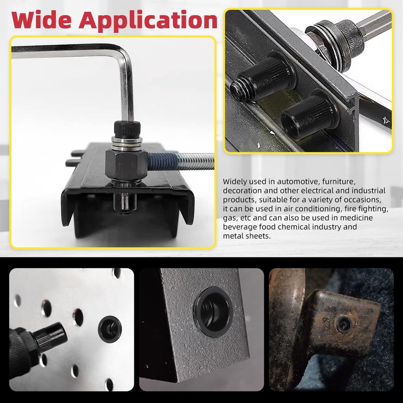 Hilitchi 100Pcs 1/4"-20 UNC Rivet Nuts, Zinc-Plated Carbon Steel Threaded