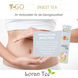 Loran Wellness Tea T-GO Digestive Tea Herb Tea Bag with 25 Sticks for Stirring, Herbal Tea for on the Go