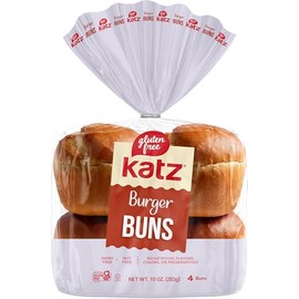 Katz Gluten Free Burger Buns | Dairy, Nut and Gluten Free | Kosher (1 Pack of 4 Buns, 10 Ounce)