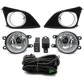 Aspaton Fog Light Assembly Compatible with Corolla 2009-2010 Fog Lamp w/H11 12V 55W Halogen Bulbs & Bezels & Harness & Switch